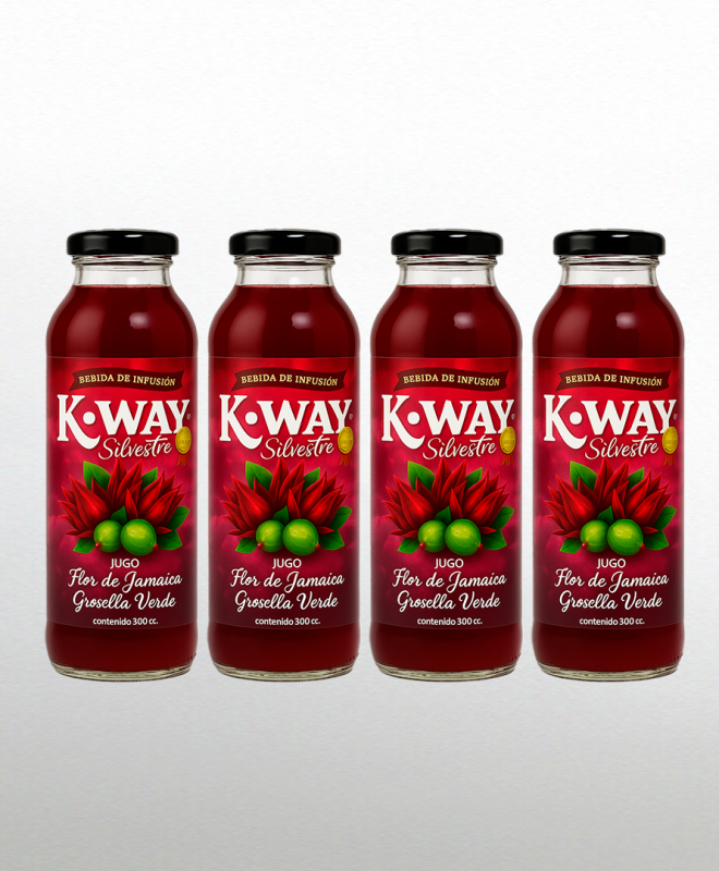 Jugos Flor de Jamaica - Grosellas verdes - Pack 4 botellas 300 cc