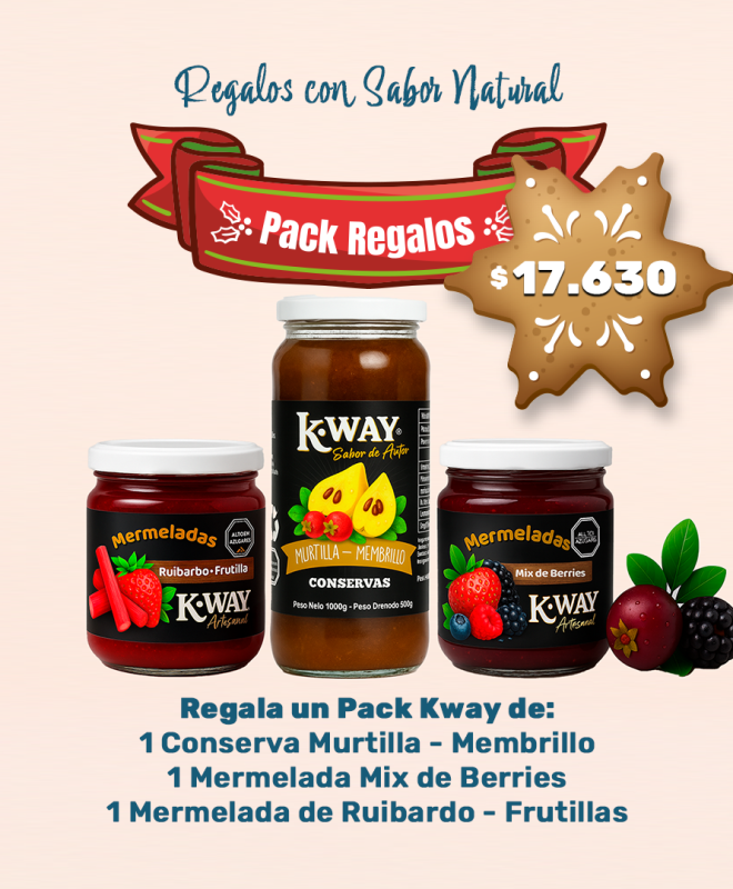 PACK 1: Conserva Murtilla Membrillo + Mermelada Ruibarbo Frutilla + Mermelada Mix de Berries