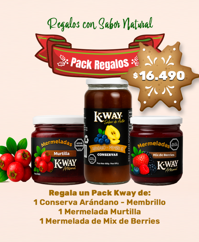 PACK 3: Conserva Arándano - Membrillo + Mermelada Murtilla + Mermelada Mix de Berries